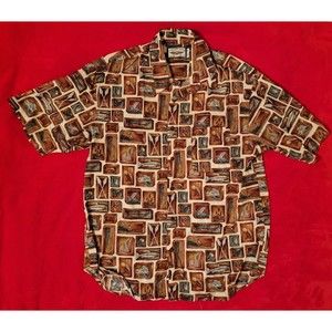 Straight Down Clothing Co Men's XL Fishing Multi Color Button Shirt Vintage USA